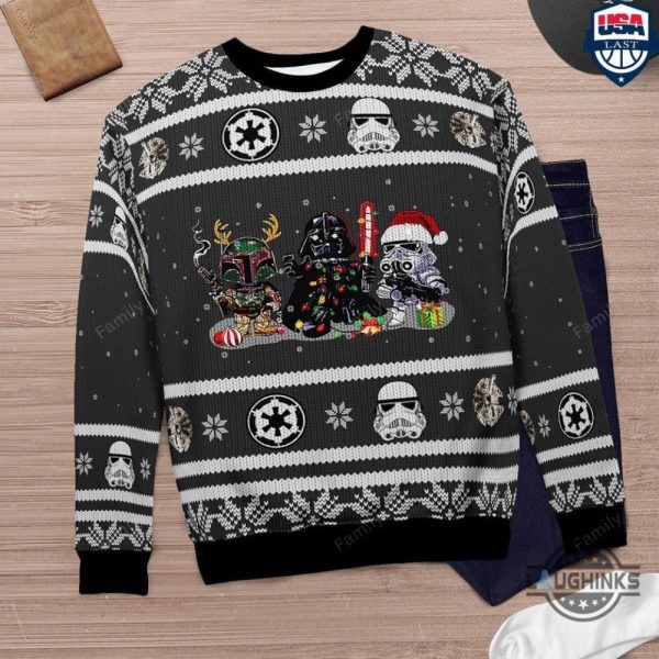 darth vader christmas sweater cute star wars characters ugly artificial wool sweatshirt laughinks 1