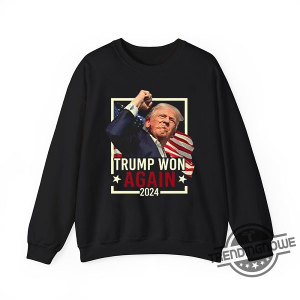 Trump Won Again 2024 T Shirt Bold Tee For 2024 Trump Supporters trendingnowe 1