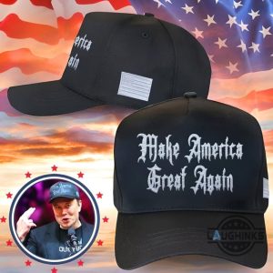 dark gothic embroidered maga hat elon musk make america great again baseball cap white letters version laughinks 3