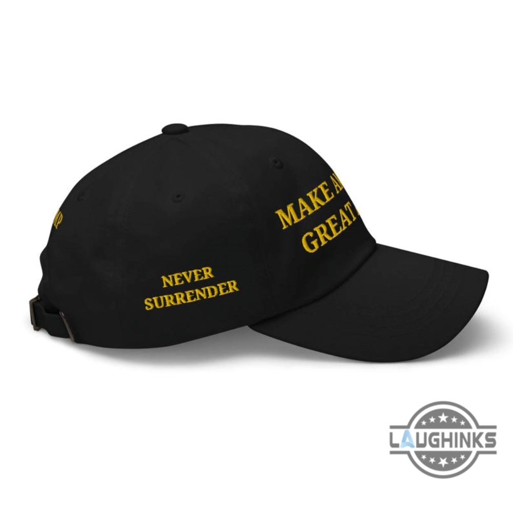 Black And Yellow Maga Hat Donald Trump Gold Dark Make American Great Again Never Surrender Embroidered Baseball Cap