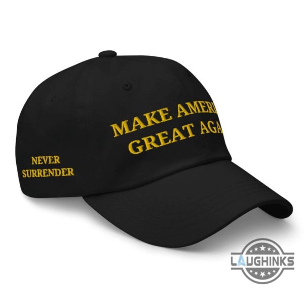 black and yellow maga hat donald trump gold dark make american great again never surrender embroidered baseball cap laughinks 2