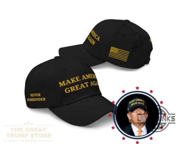 black and yellow maga hat donald trump gold dark make american great again never surrender embroidered baseball cap laughinks 7