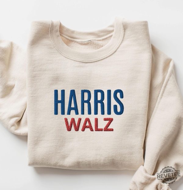 Harris Walz Embroidered Sweatshirt Shirt Hoodie Simple Pro Harris Walz 2024 Sweater Kamala Harris Tim Walz Supporter Crewneck revetee 2