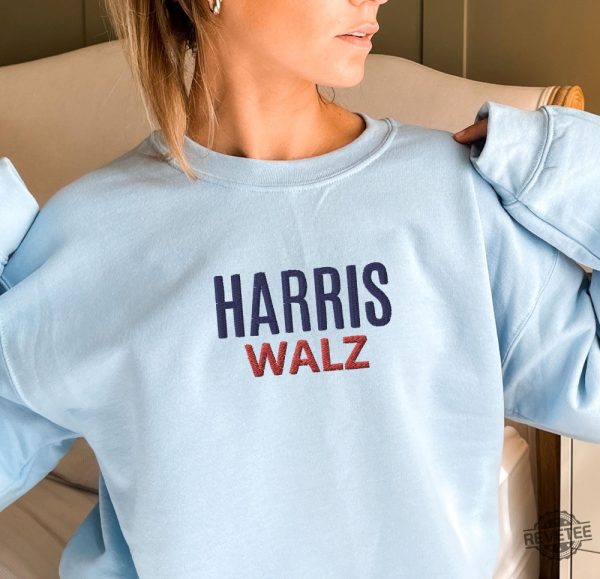 Harris Walz Embroidered Sweatshirt Shirt Hoodie Simple Pro Harris Walz 2024 Sweater Kamala Harris Tim Walz Supporter Crewneck revetee 3