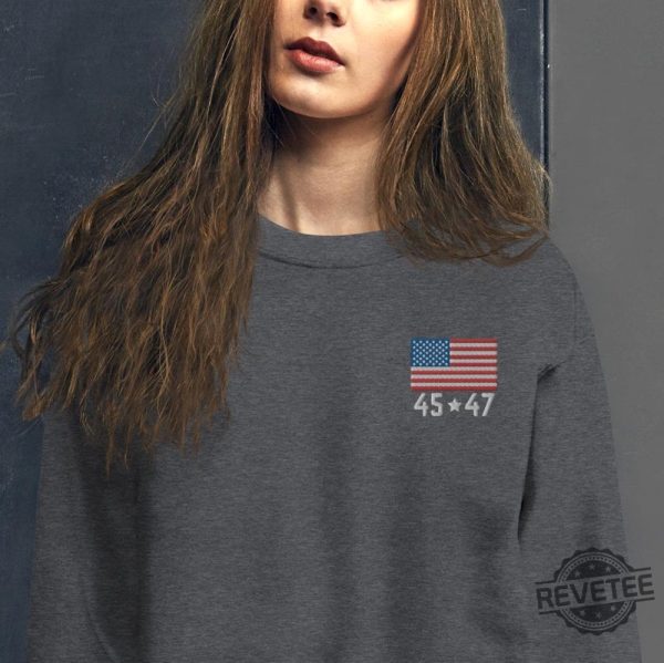 President Trump 45 47 Embroidered Sweatshirt Trump Maga Shirt Hoodie Sweatshirt Donald Trump President Shirts revetee 1