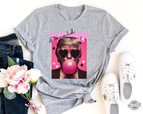 Donald Trump Shirt Sweatshirt Trump Bubble Gum Shirt Funny Trump Shirt Trump Pink Sun Glasses T Shirt Donald Trump Pink Shirts revetee 1