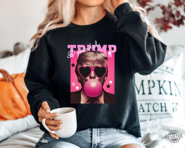 Donald Trump Shirt Sweatshirt Trump Bubble Gum Shirt Funny Trump Shirt Trump Pink Sun Glasses T Shirt Donald Trump Pink Shirts revetee 2