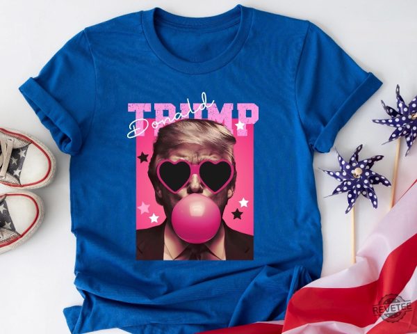 Donald Trump Shirt Sweatshirt Trump Bubble Gum Shirt Funny Trump Shirt Trump Pink Sun Glasses T Shirt Donald Trump Pink Shirts revetee 3