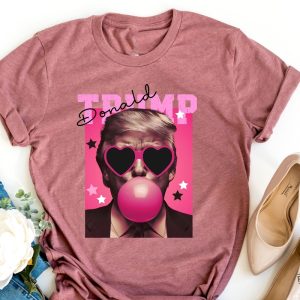 Donald Trump Shirt Sweatshirt Trump Bubble Gum Shirt Funny Trump Shirt Trump Pink Sun Glasses T Shirt Donald Trump Pink Shirts revetee 4