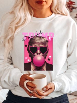 Donald Trump Shirt Sweatshirt Trump Bubble Gum Shirt Funny Trump Shirt Trump Pink Sun Glasses T Shirt Donald Trump Pink Shirts revetee 5