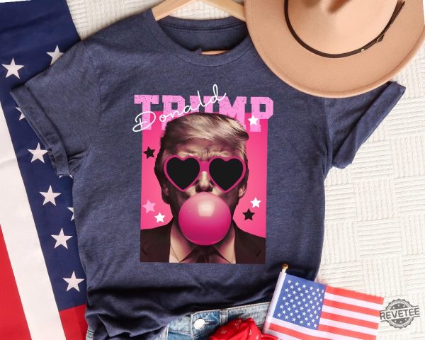 Donald Trump Shirt Sweatshirt Trump Bubble Gum Shirt Funny Trump Shirt Trump Pink Sun Glasses T Shirt Donald Trump Pink Shirts revetee 6