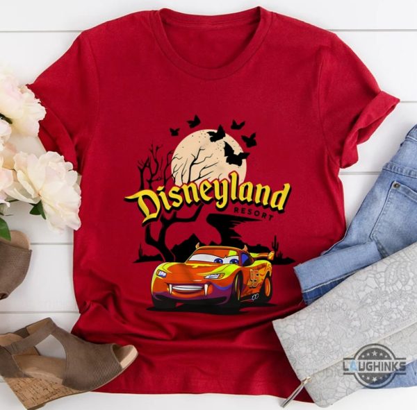 disneyland lightning mcqueen shirt orange pixar disney parks halloween car shirt laughinks 1