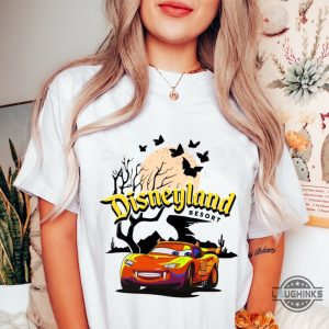 disneyland lightning mcqueen shirt orange pixar disney parks halloween car shirt laughinks 2