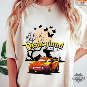 disneyland lightning mcqueen shirt orange pixar disney parks halloween car shirt laughinks 3