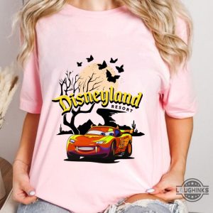 disneyland lightning mcqueen shirt orange pixar disney parks halloween car shirt laughinks 5