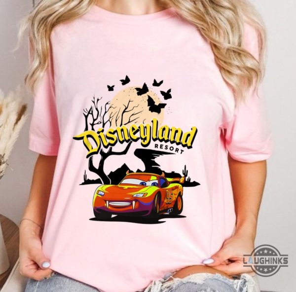 disneyland lightning mcqueen shirt orange pixar disney parks halloween car shirt laughinks 5