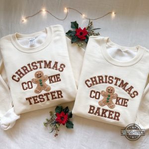 christmas cookie baker and tester embroidered matching shirts gingerbread bakery xmas gift for couples friends family laughinks 1