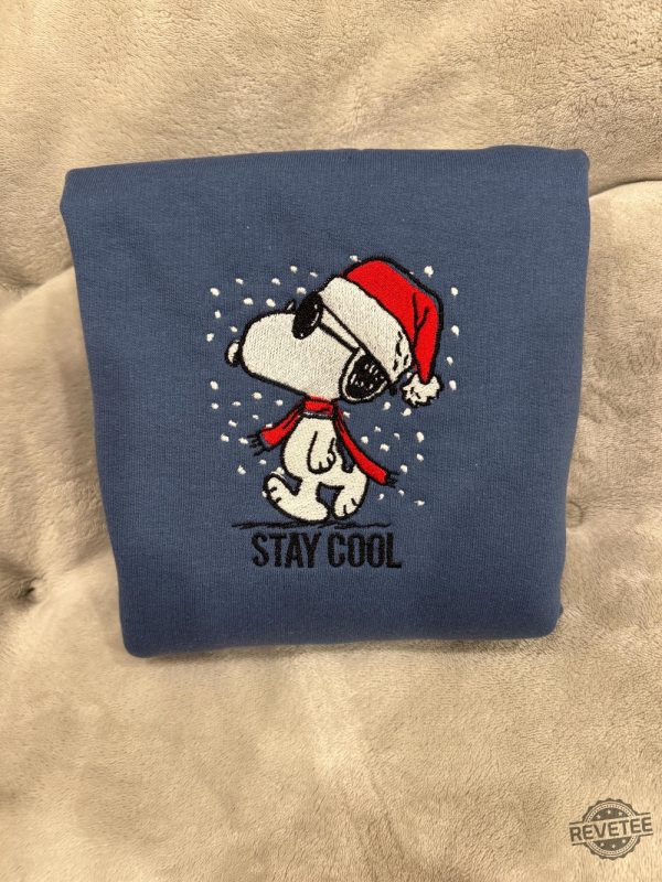 Stay Cool Snoopy Winter Holiday Embroidered Sweatshirt Shirt Hoodie Stay Cool Snoopy Embroidered Shirt Unique revetee 2