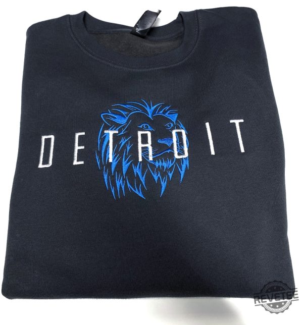 Detroit Lions Embroidered Crewneck Sweatshirt Shirt Hoodie Gift For Detroit Lions Fan revetee 3