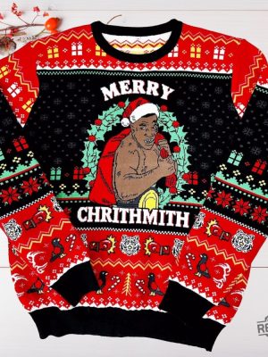 Merry Chrithmith Knitted Ugly Sweater Mike Tyson Christmas Sweater Merry Chrithmith Mike Tyson Knitted Sweater Mike Tyson Shirt Hoodie revetee 3