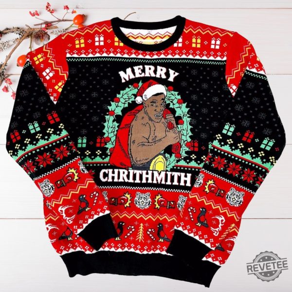 Merry Chrithmith Knitted Ugly Sweater Mike Tyson Christmas Sweater Merry Chrithmith Mike Tyson Knitted Sweater Mike Tyson Shirt Hoodie revetee 3