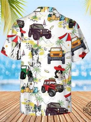 Border Collie Hawaiian Shirt Tropical Pattern Shirt Hawaii Travel Shirt Wrangler Jeep Hawaiian Shirt Button Up Shirt revetee 1