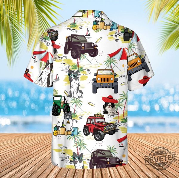 Border Collie Hawaiian Shirt Tropical Pattern Shirt Hawaii Travel Shirt Wrangler Jeep Hawaiian Shirt Button Up Shirt revetee 1