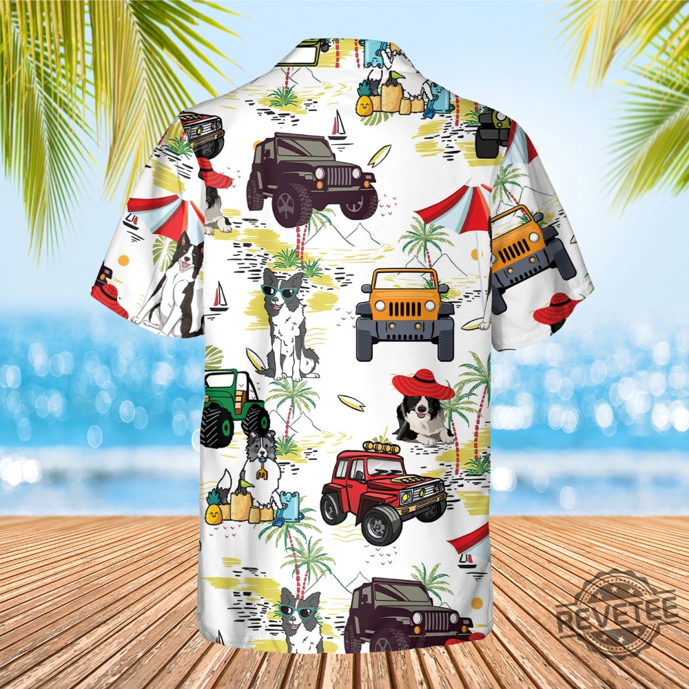 Border Collie Hawaiian Shirt Tropical Pattern Shirt Hawaii Travel Shirt Wrangler Jeep Hawaiian Shirt Button Up Shirt