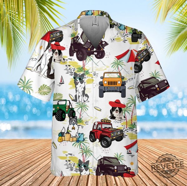 Border Collie Hawaiian Shirt Tropical Pattern Shirt Hawaii Travel Shirt Wrangler Jeep Hawaiian Shirt Button Up Shirt revetee 2