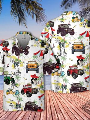 Border Collie Hawaiian Shirt Tropical Pattern Shirt Hawaii Travel Shirt Wrangler Jeep Hawaiian Shirt Button Up Shirt revetee 3