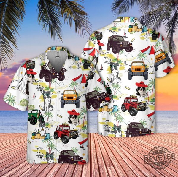 Border Collie Hawaiian Shirt Tropical Pattern Shirt Hawaii Travel Shirt Wrangler Jeep Hawaiian Shirt Button Up Shirt revetee 3