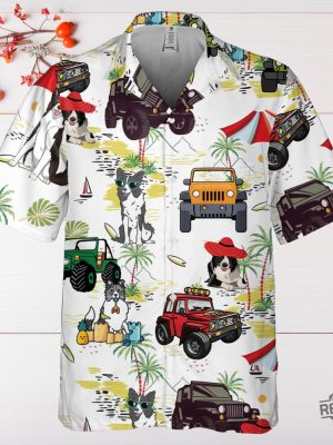 Border Collie Hawaiian Shirt Tropical Pattern Shirt Hawaii Travel Shirt Wrangler Jeep Hawaiian Shirt Button Up Shirt revetee 4