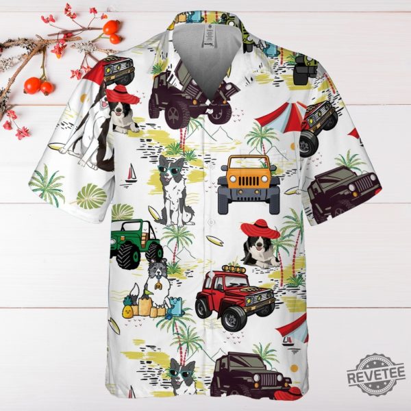 Border Collie Hawaiian Shirt Tropical Pattern Shirt Hawaii Travel Shirt Wrangler Jeep Hawaiian Shirt Button Up Shirt revetee 4