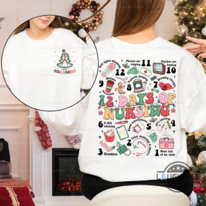 nurse christmas shirt 12 days of nursing rn er icu xmas gift