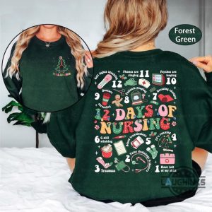 nurse christmas shirt 12 days of nursing rn er icu xmas gift