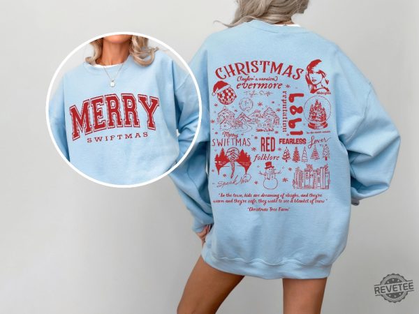 Merry Swiftmas Crewneck Sweatshirt Hoodie T Shirt Christmas Gift Swiftie Sweater Gift revetee 1