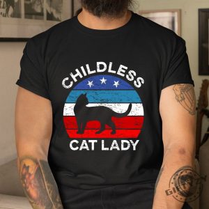 Quirky Retro Cat Lady Shirt Purrrfectly Childless giftyzy 1 1