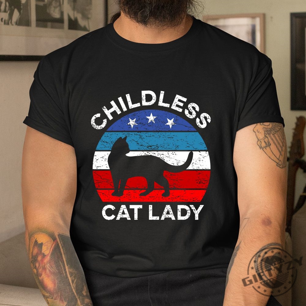 Quirky Retro Cat Lady Shirt  Purrrfectly Childless