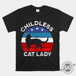 Quirky Retro Cat Lady Shirt Purrrfectly Childless giftyzy 1 4