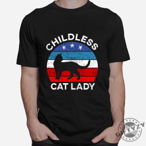 Quirky Retro Cat Lady Shirt Purrrfectly Childless giftyzy 1 5