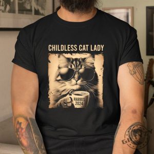 Quirky Vintage Childless Cat Lady Shirt Stand Out Fun giftyzy 1 1