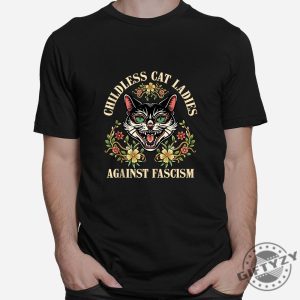 Funny Antifascism Shirt Proud Childless Cat Lady Tee giftyzy 1 5