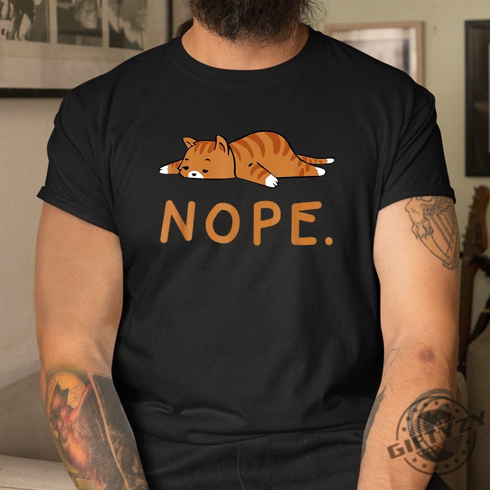 Funny Nope Orange Cat Shirt For Quirky Cat Lovers