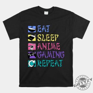 Funny Anime Gaming Tee Eat Sleep Repeat giftyzy 1 1