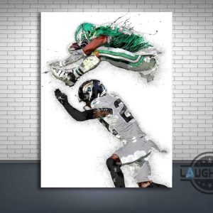 saquon barkley framed canvas printed poster reverse hurdle philadelphia eagles wall art for room decoration laughinks 1