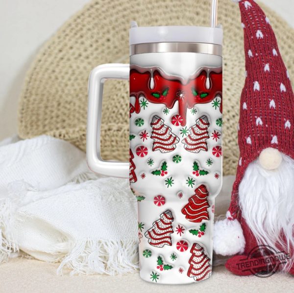Christmas Tree Cakes Print 3D Effect 40Oz Tumbler Unique Holiday Drinkware Gift trendingnowe 2
