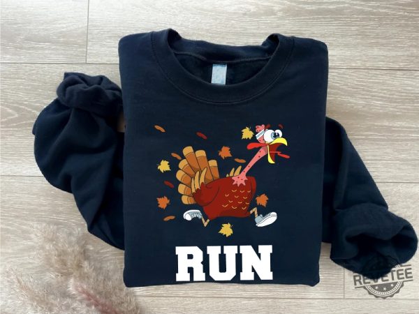 Turkey Trot Run Sweatshirt Thanksgiving Turkey Sweater Running Turkey Sweater Trotting Turkey Gift Sweatshirt Turkey Trot Shirt Ideas revetee 1