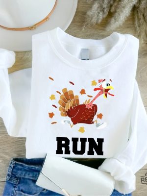 Turkey Trot Run Sweatshirt Thanksgiving Turkey Sweater Running Turkey Sweater Trotting Turkey Gift Sweatshirt Turkey Trot Shirt Ideas revetee 2