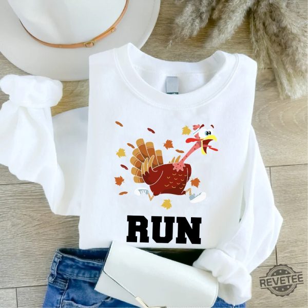 Turkey Trot Run Sweatshirt Thanksgiving Turkey Sweater Running Turkey Sweater Trotting Turkey Gift Sweatshirt Turkey Trot Shirt Ideas revetee 2