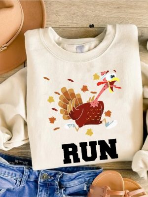 Turkey Trot Run Sweatshirt Thanksgiving Turkey Sweater Running Turkey Sweater Trotting Turkey Gift Sweatshirt Turkey Trot Shirt Ideas revetee 3